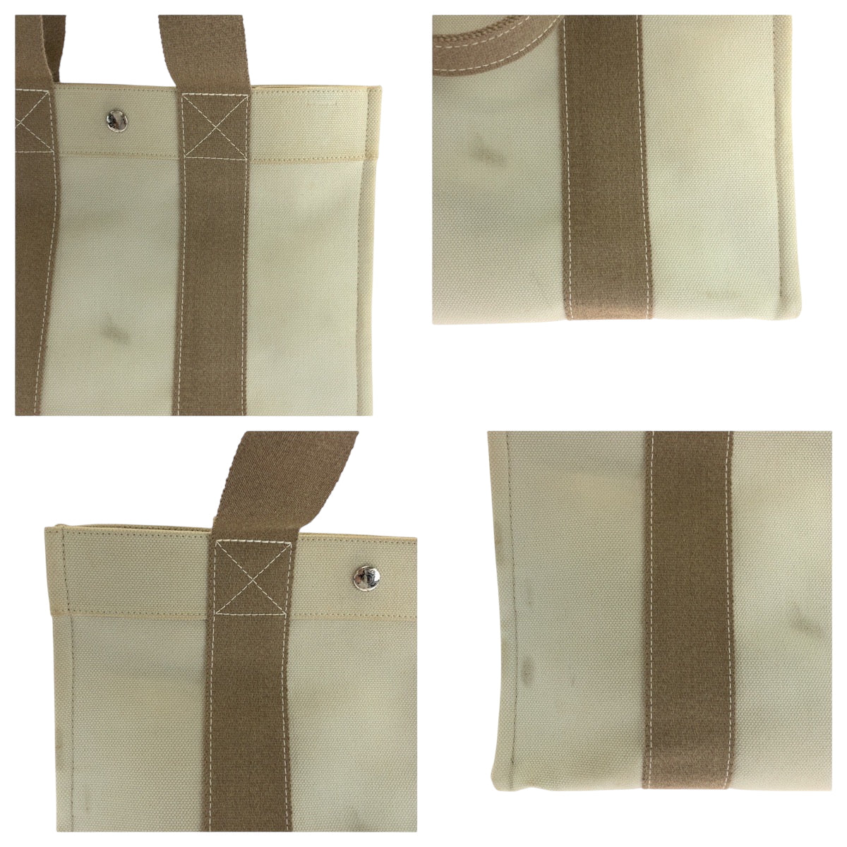 HERMES Tote Bag canvas Beige Ivory SilverMetal Tote Bag handbag Bora Bora PM Women