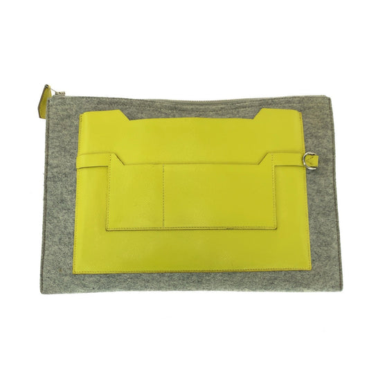 HERMES Clutch bag Felt, Epsom Griclair Yellow Zanzibar Clutch bag business bag Too Doo 37 mens