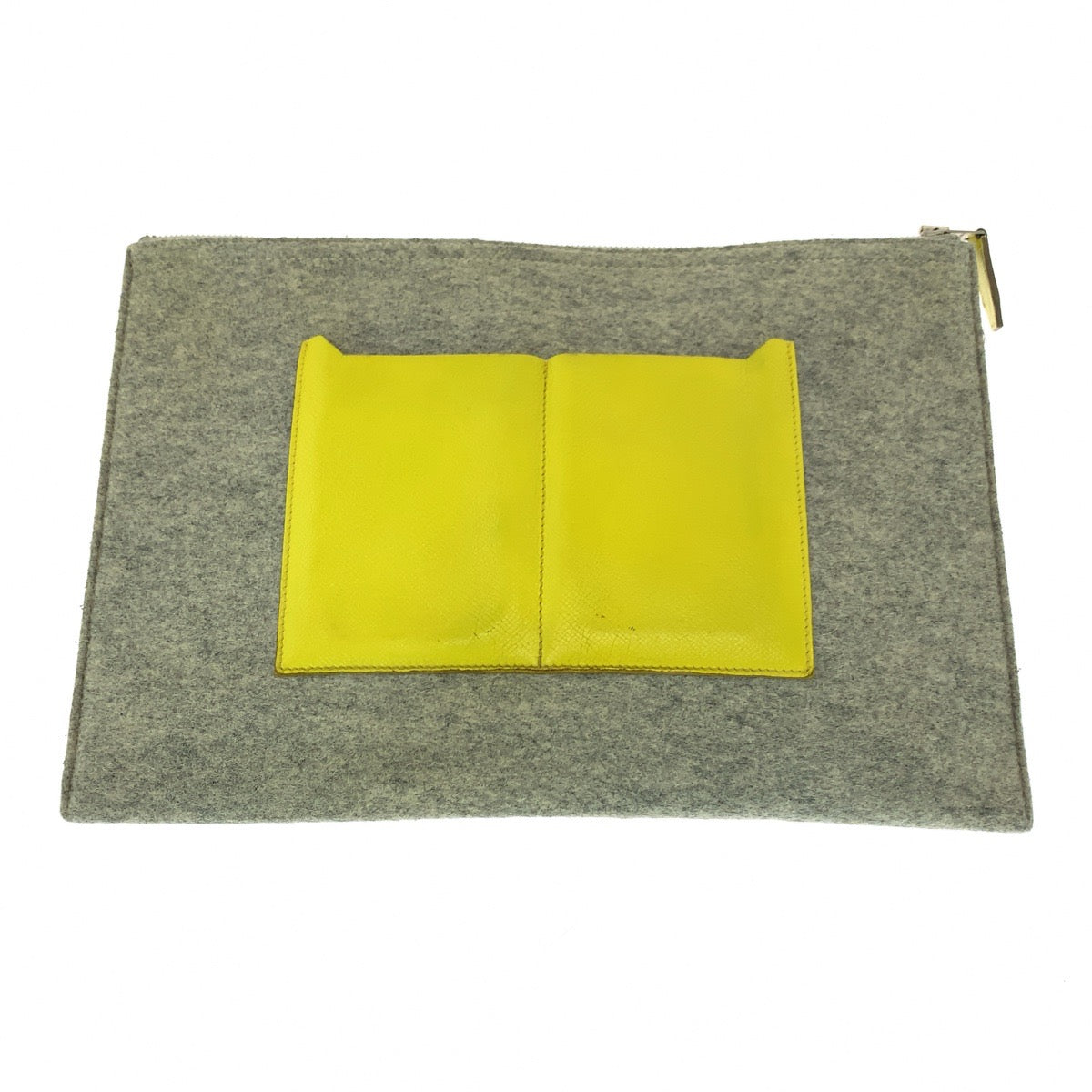HERMES Clutch bag Felt, Epsom Griclair Yellow Zanzibar Clutch bag business bag Too Doo 37 mens