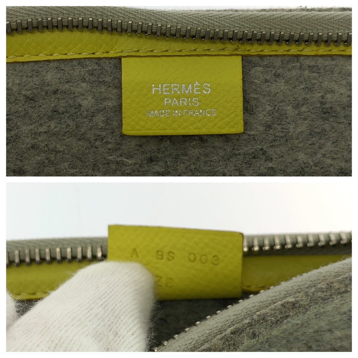 HERMES Clutch bag Felt, Epsom Griclair Yellow Zanzibar Clutch bag business bag Too Doo 37 mens