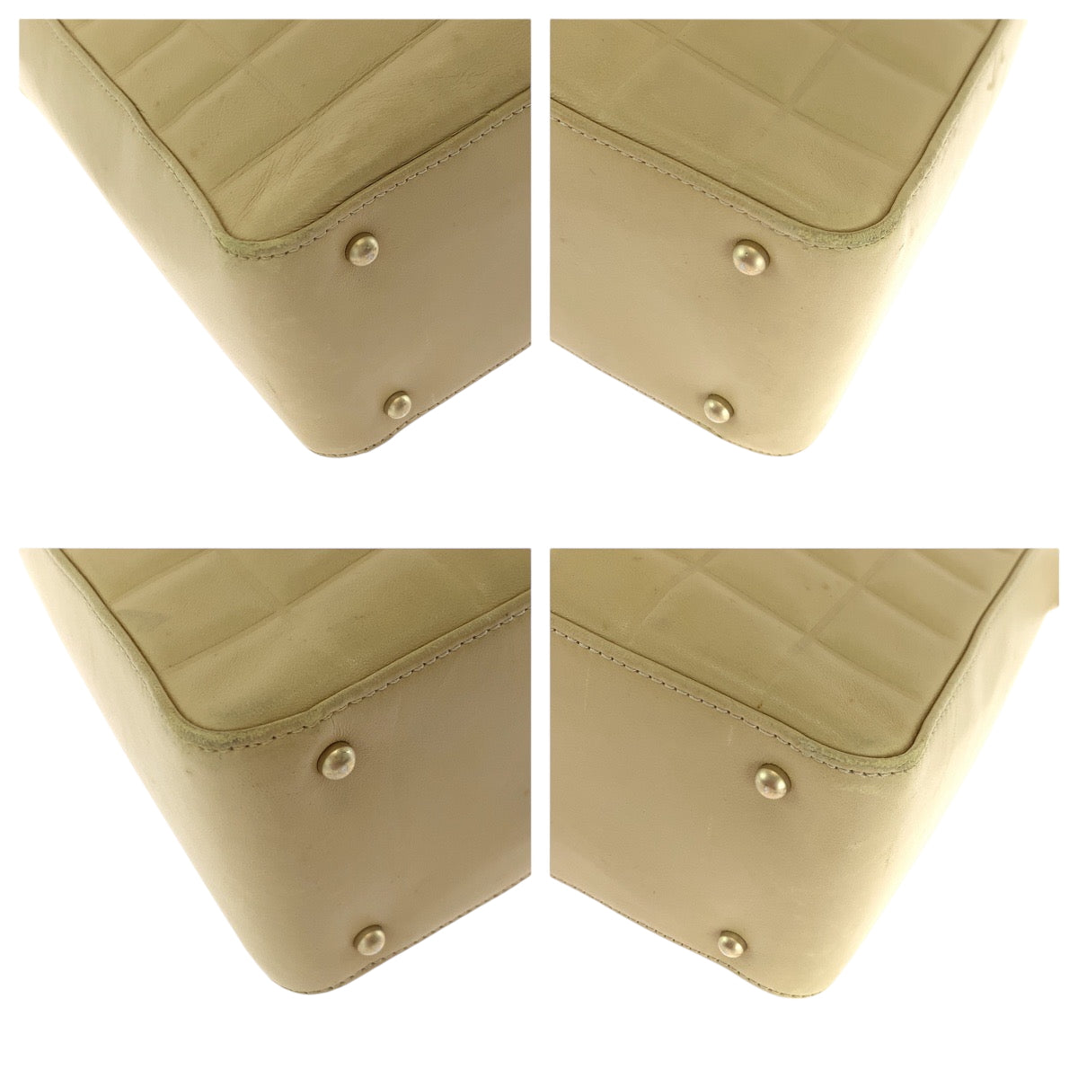 CHANEL Shoulder Bag lambskin Beige Gold Metal Shoulder Bag handbag Chocolate bar COCO Mark Women