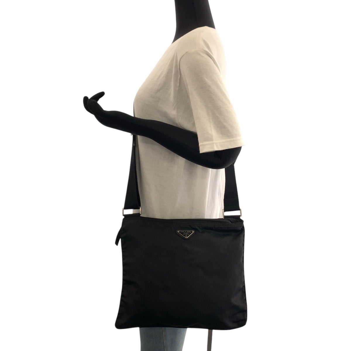 PRADA Shoulder Bag Nylon Black SilverMetal Shoulder Bag Sacoche Test Triangle With logo Women - Style 3