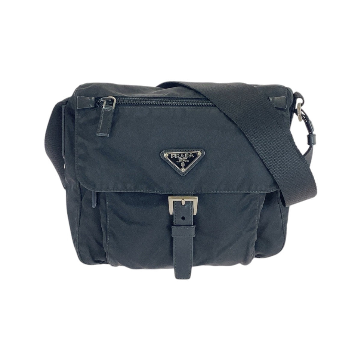 PRADA Shoulder Bag Nylon Black SilverMetal Shoulder Bag Messenger bag Test Triangle With logo mens