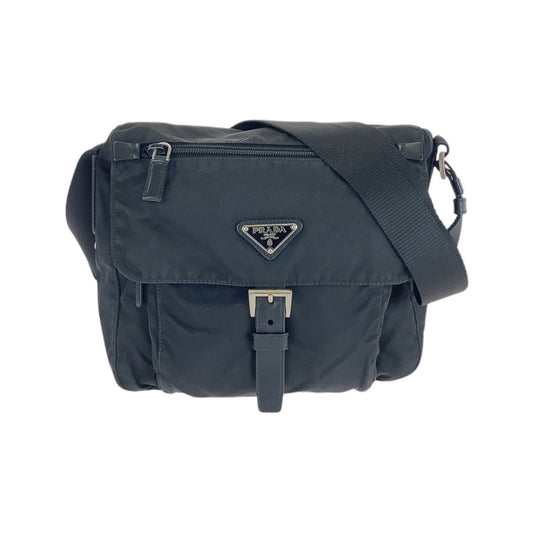 PRADA Shoulder Bag Nylon Black SilverMetal Shoulder Bag Messenger bag Test Triangle With logo mens