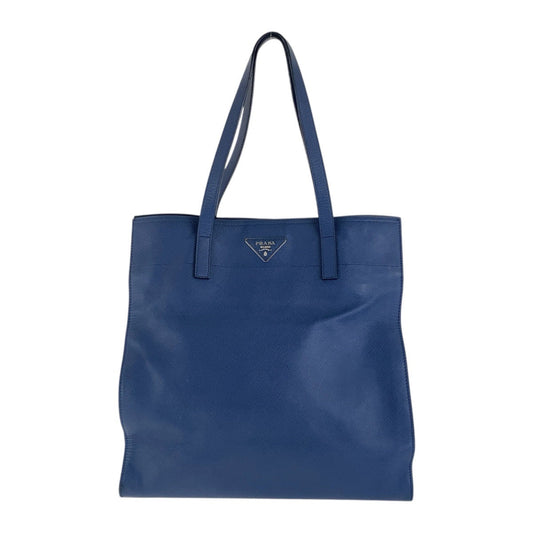 PRADA Tote Bag 227 31/S leather Navy SilverMetal Tote Bag Shoulder Bag Unisex Safiano Triangle With logo Women
