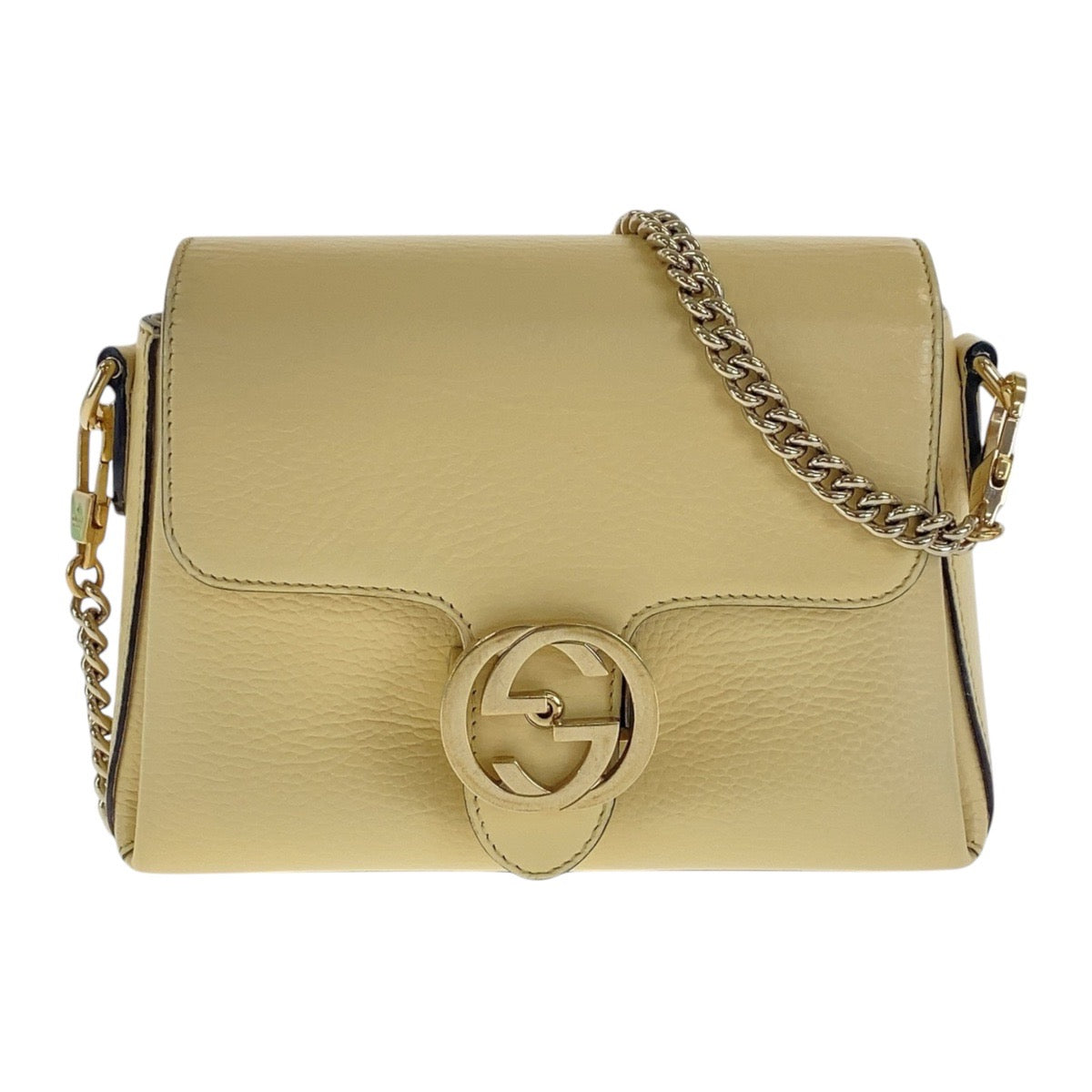 GUCCI Shoulder Bag 607720 leather Ivory Gold Metal Crossbody Chain Shoulder Bag Interlocking Women