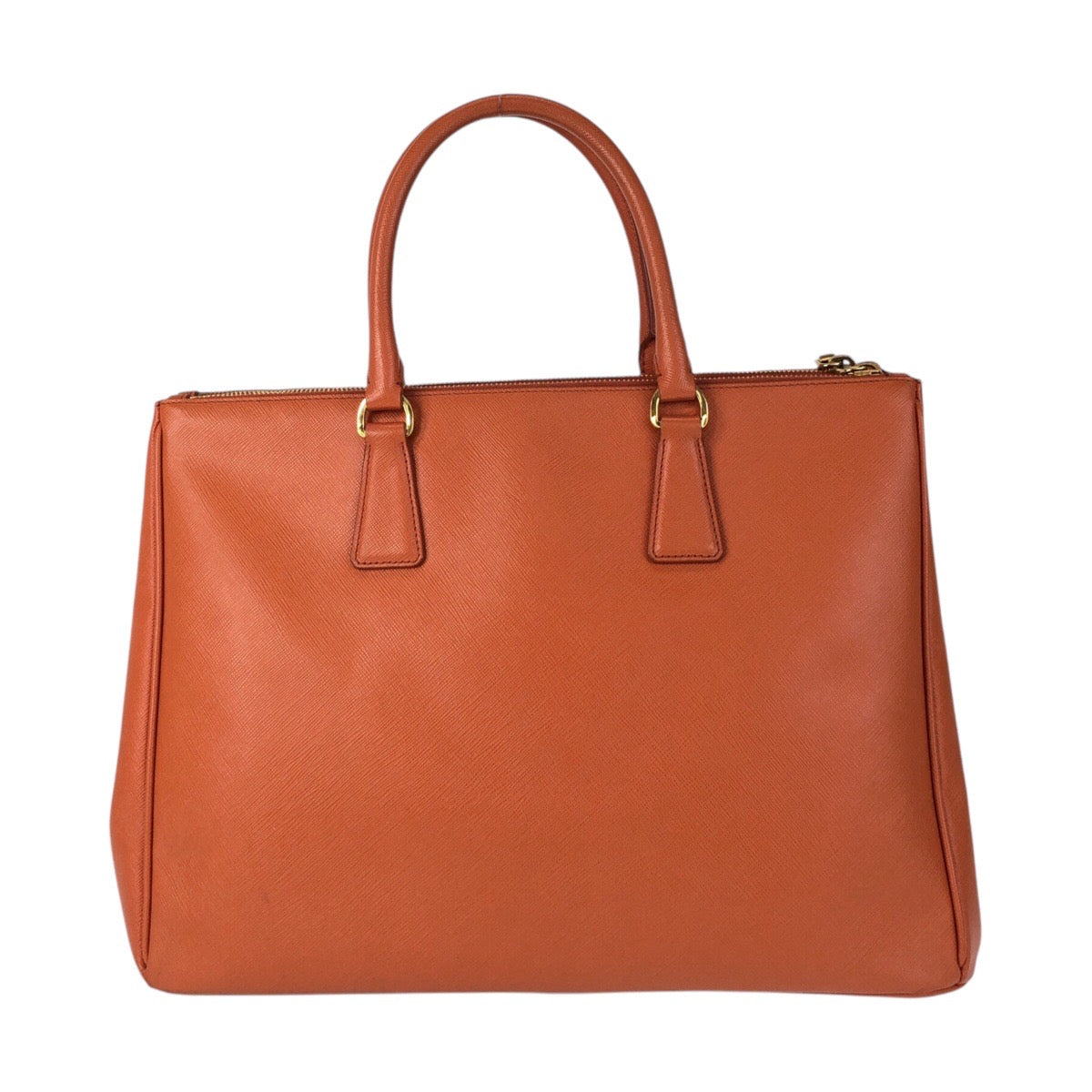 PRADA Handbag leather Orange GoldMetal Tote Bag handbag Safiano Women
