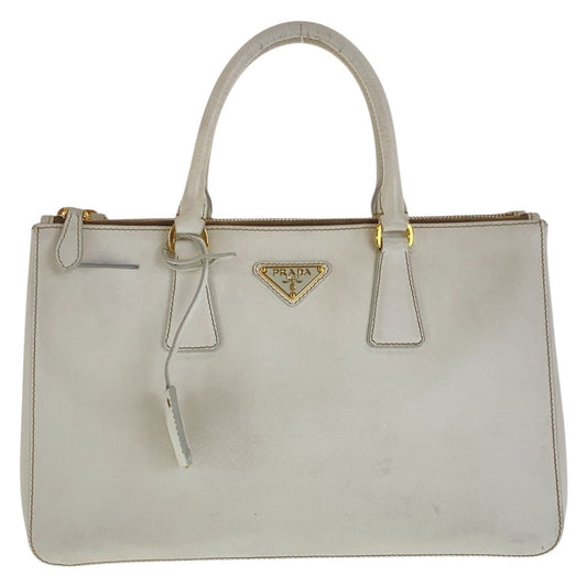 PRADA Tote Bag leather White GoldMetal Tote Bag handbag Safiano Galleria Women