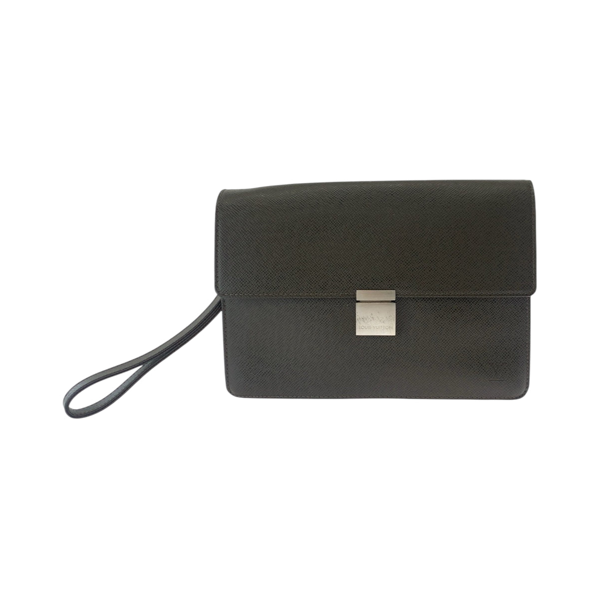 LOUIS VUITTON business bag Taiga Brown Silver Metal business bag clutch bag Taiga Selenga mens