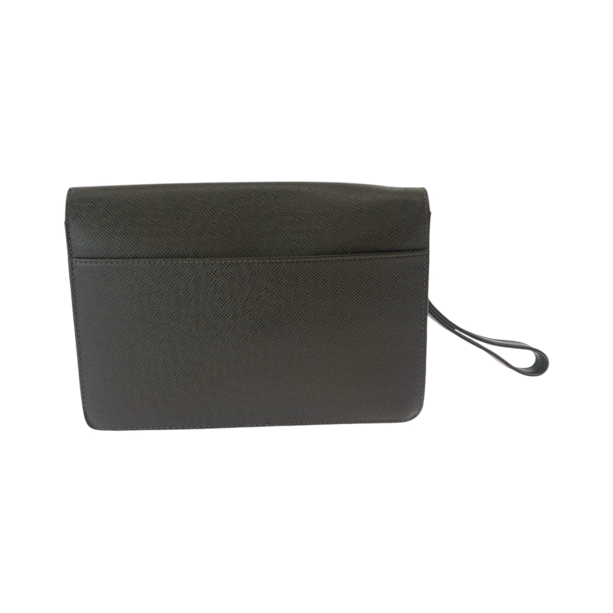 LOUIS VUITTON business bag Taiga Brown Silver Metal business bag clutch bag Taiga Selenga mens