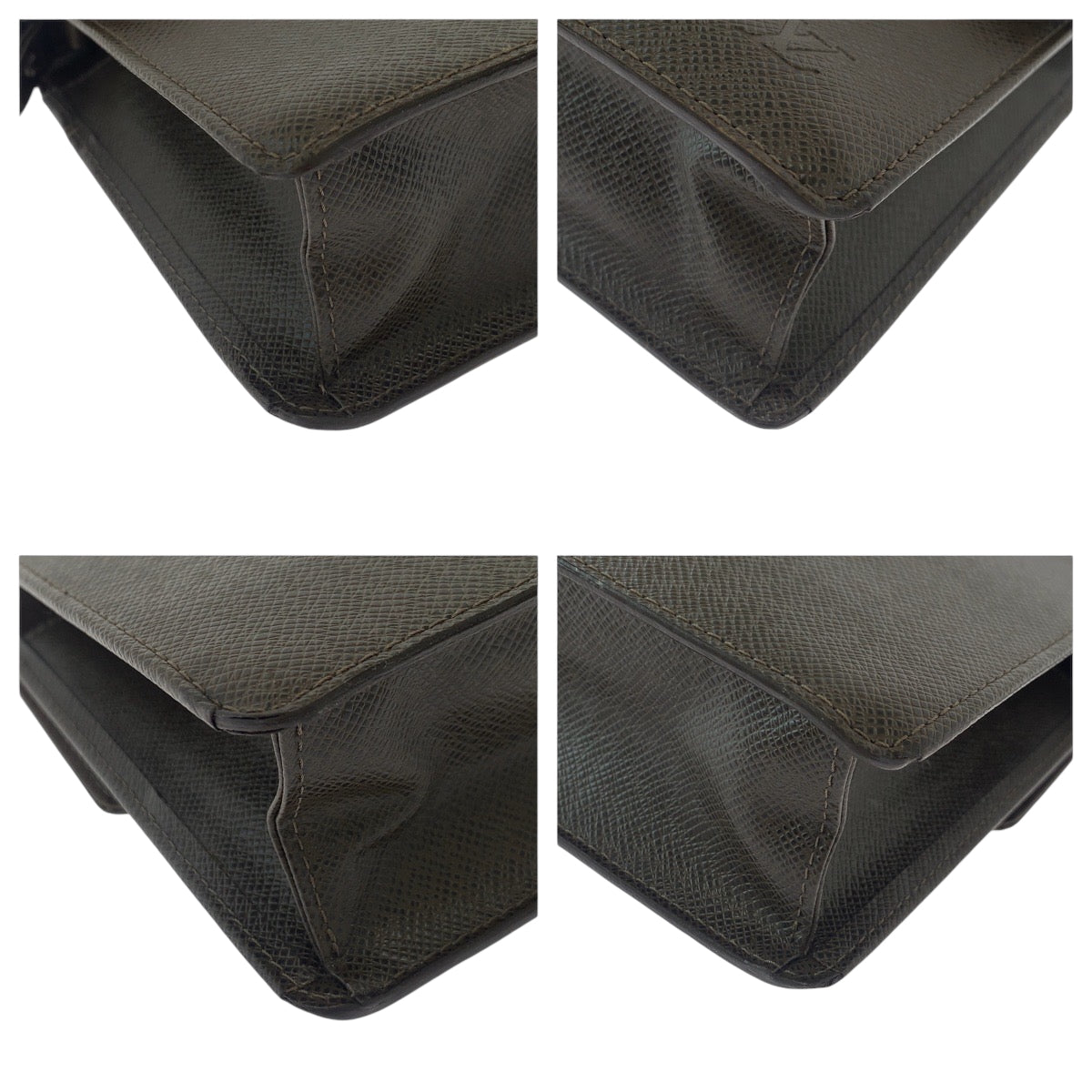 LOUIS VUITTON business bag Taiga Brown Silver Metal business bag clutch bag Taiga Selenga mens