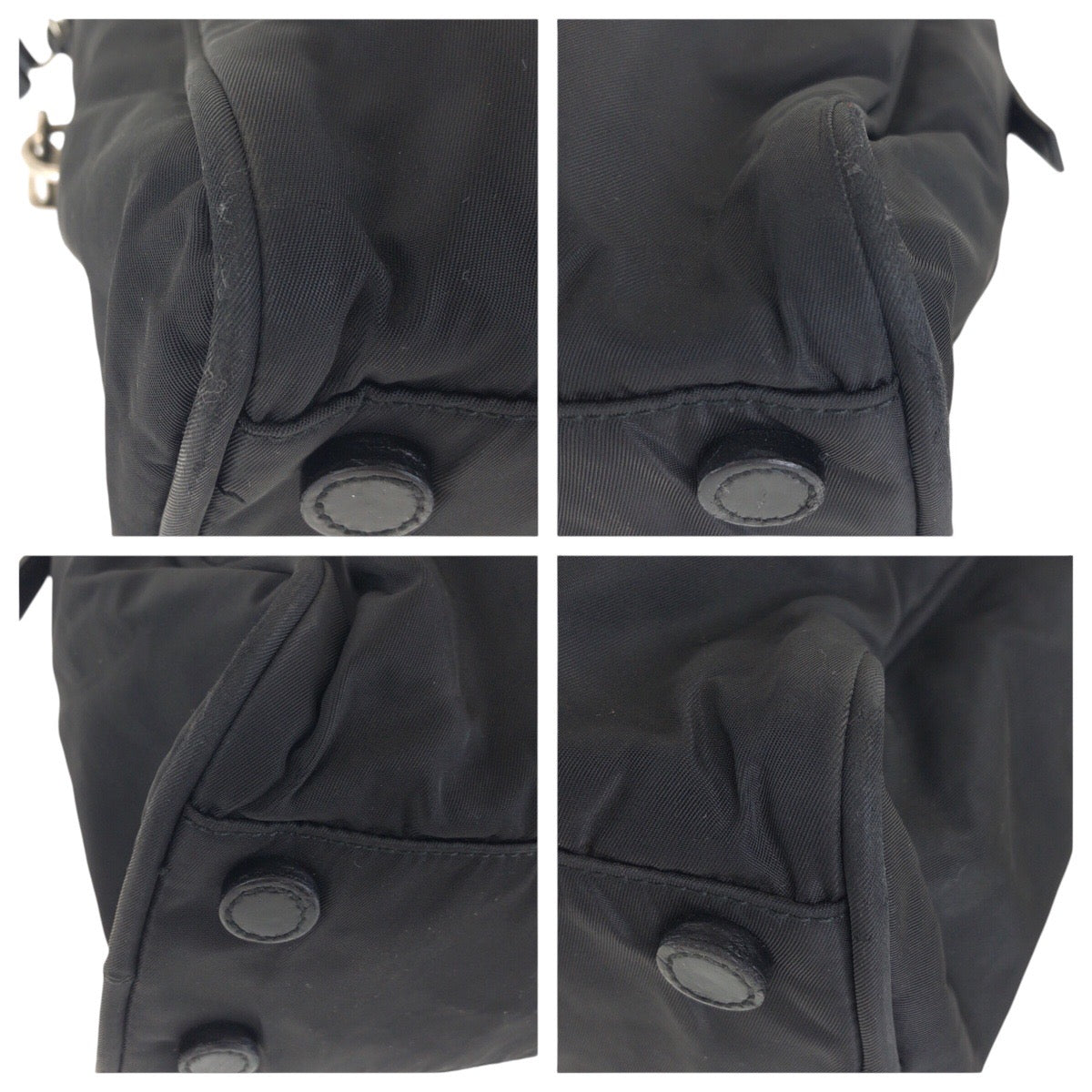 PRADA Tote Bag Nylon Black SilverMetal Tote Bag handbag Test Triangle With logo Women - Style 5