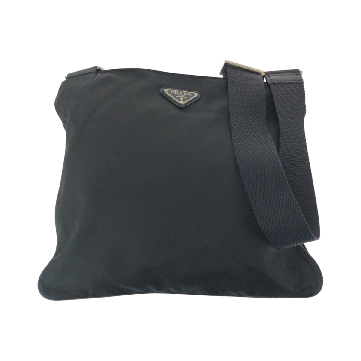PRADA Shoulder Bag Nylon Black SilverMetal Shoulder Bag Sacoche Test Triangle With logo Women