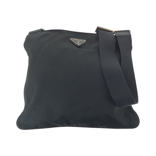PRADA Shoulder Bag Nylon Black SilverMetal Shoulder Bag Sacoche Test Triangle With logo Women