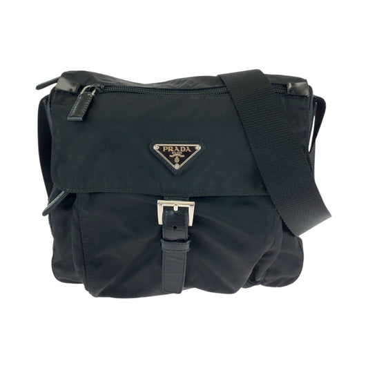 PRADA Shoulder Bag Nylon Black SilverMetal Shoulder Bag pochette Test Triangle With logo mens
