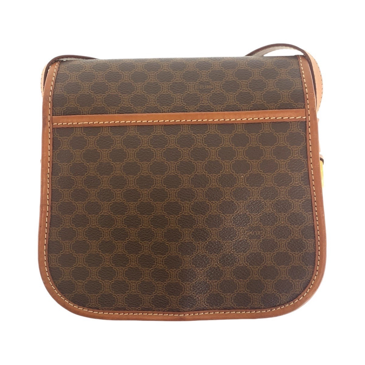 CELINE Shoulder Bag PVC, Leather Brown Gold Metal Shoulder Bag pochette Macadam Women