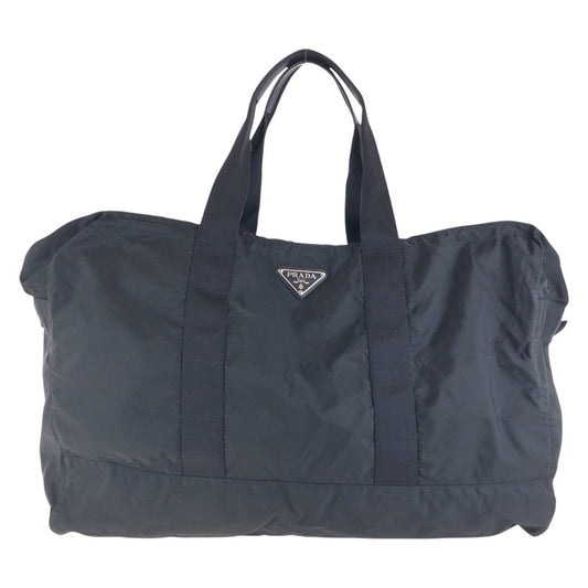 PRADA Boston Duffel bag Nylon Black SilverMetal Boston Duffel bag unisex Test Triangle With logo mens