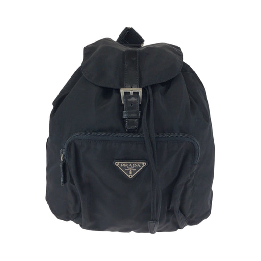 PRADA Backpack BZ5827 Nylon Black SilverMetal Backpack Backpack Test Triangle With logo Women