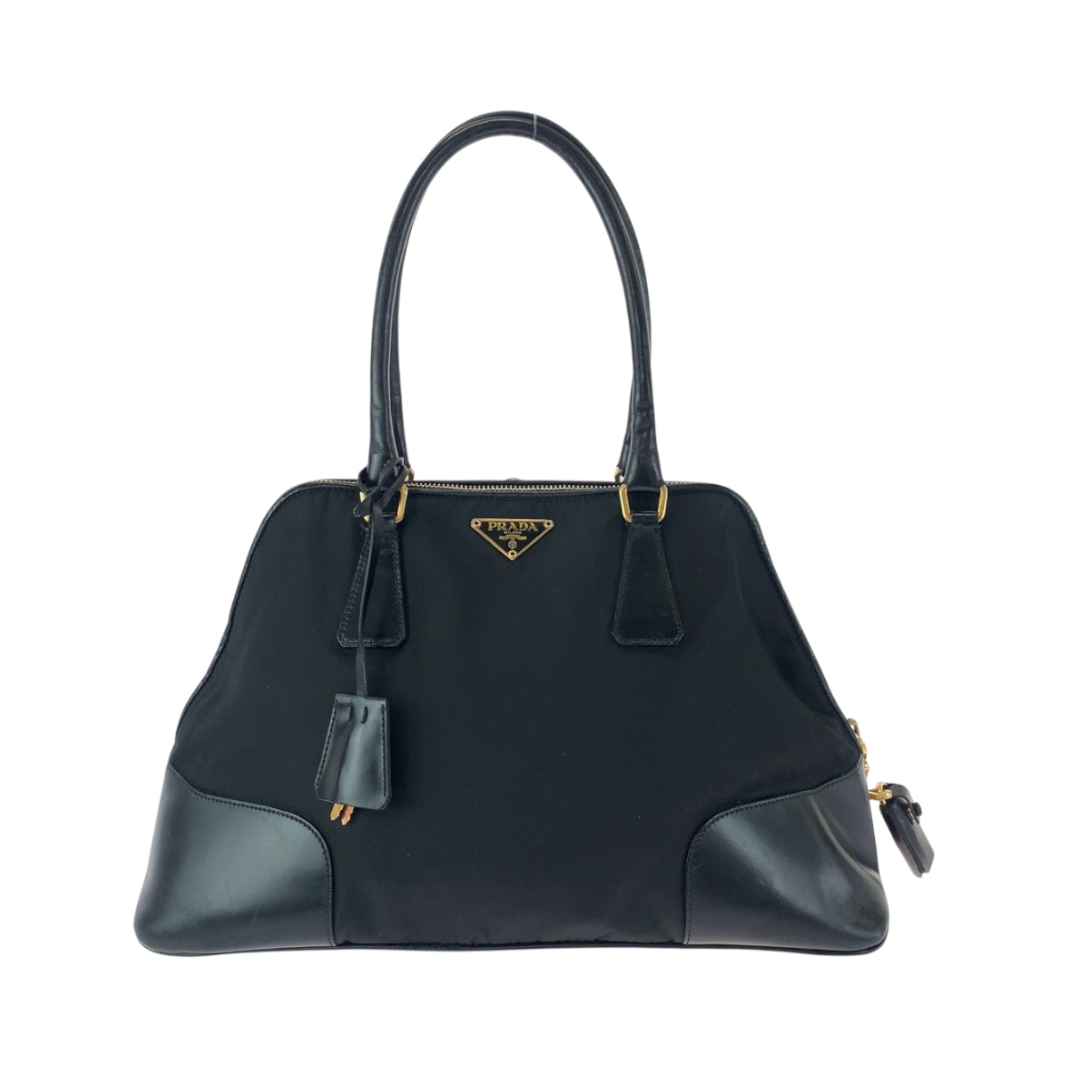 PRADA Handbag Nylon Black GoldMetal Handbag Tote Bag Shoulder Bag Test Triangle With logo Women