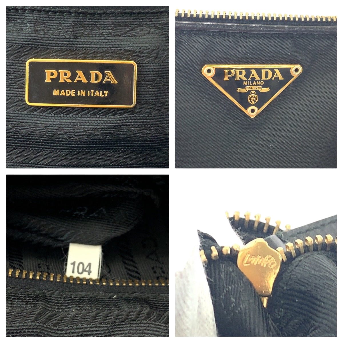 PRADA Handbag Nylon Black GoldMetal Handbag Tote Bag Shoulder Bag Test Triangle With logo Women