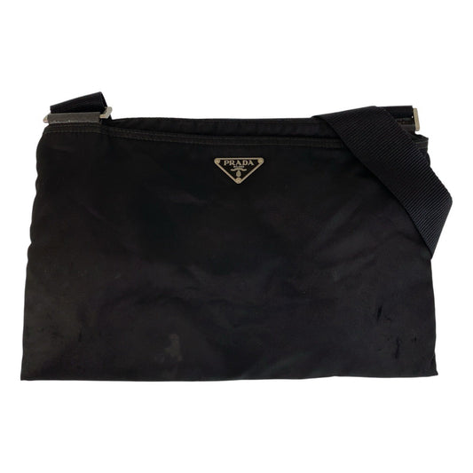 PRADA Shoulder Bag Nylon Black SilverMetal Shoulder Bag Messenger bag Test Triangle With logo Women