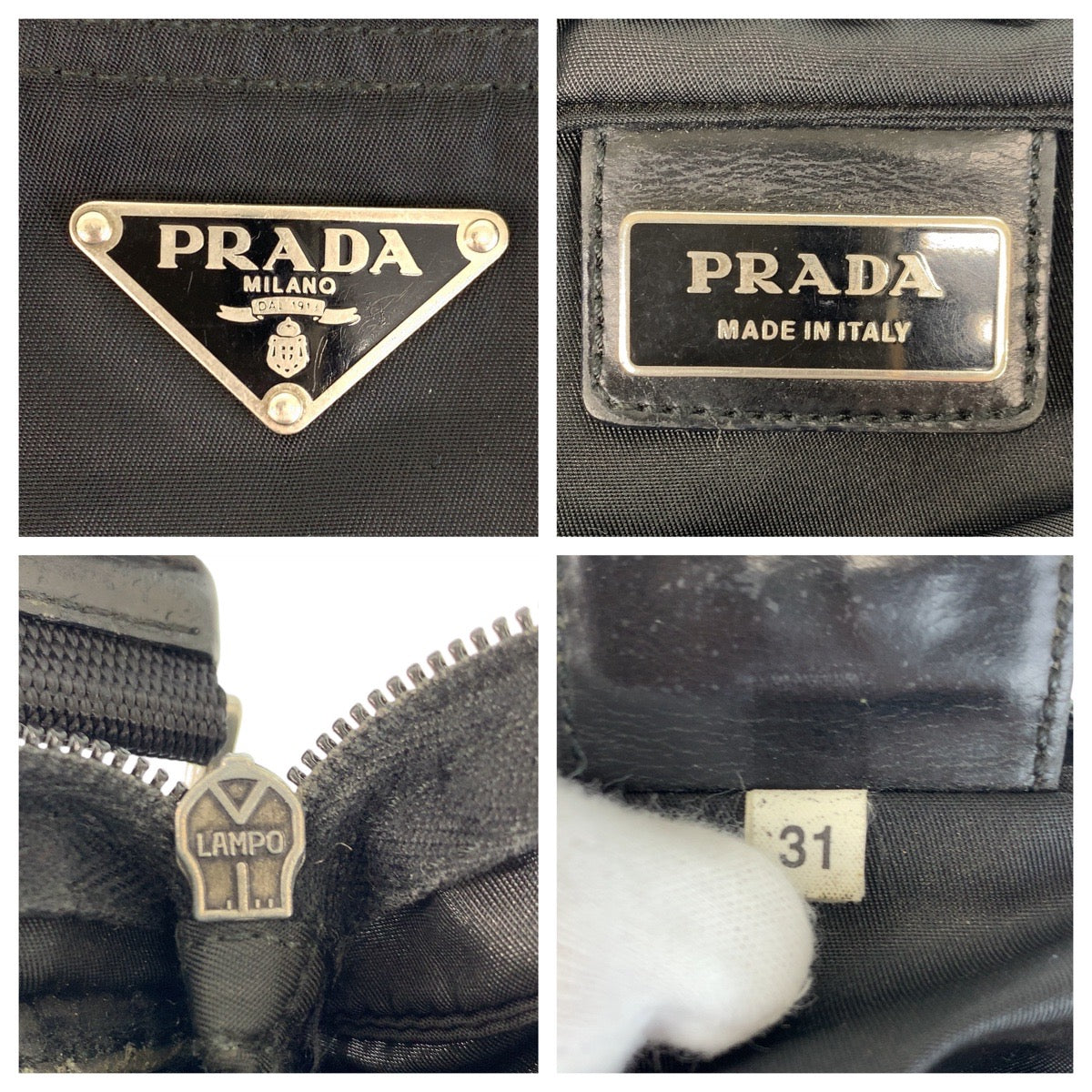 PRADA Shoulder Bag Nylon Black SilverMetal Shoulder Bag Messenger bag Test Triangle With logo Women - Style 9
