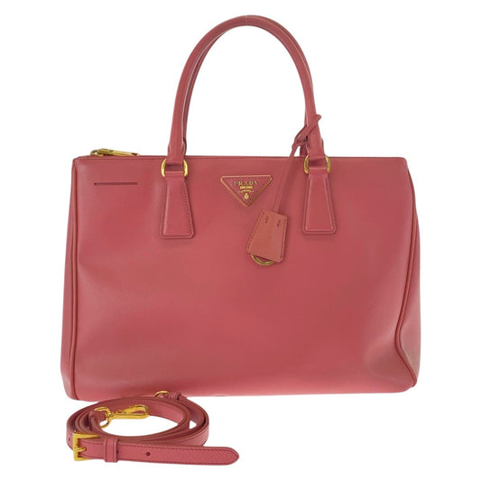 PRADA Tote Bag leather Pink Gold Metal Tote Bag Handbag Shoulder Bag 2WAY Safiano Women