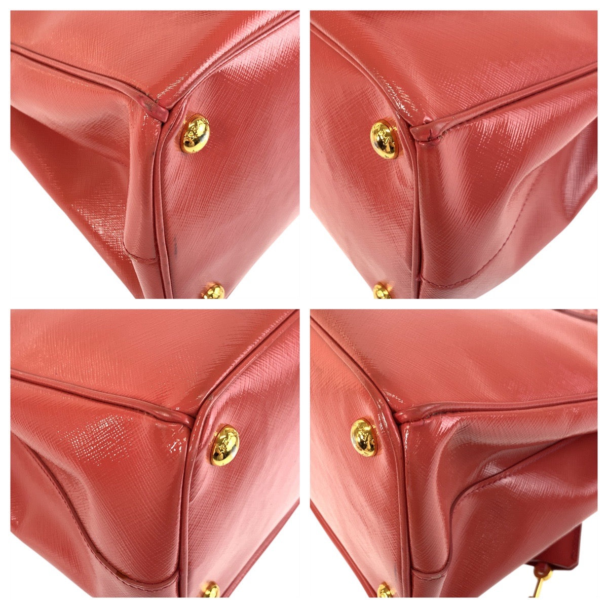 PRADA Handbag leather Pink Gold Metal Handbag Tote Bag Shoulder Bag 2way Safiano Women