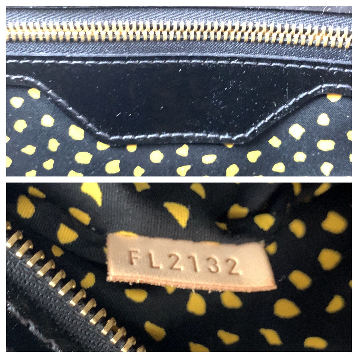 LOUIS VUITTON Handbag Patent leather Jaune Yellow Black Gold Metal Handbag LockitMM Women
