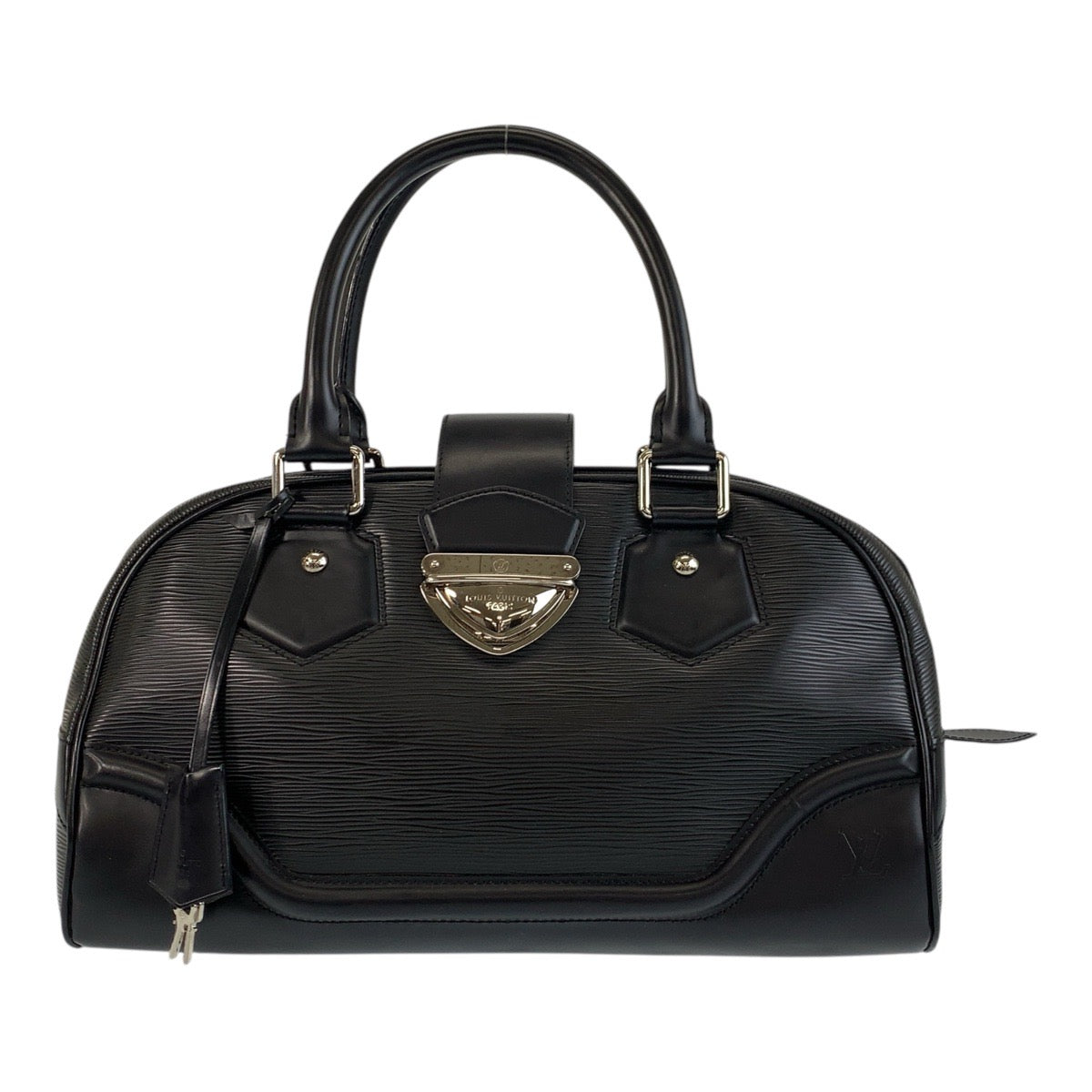 LOUIS VUITTON Handbag leather Black SilverMetal Handbag Shoulder Bag Epi Bowling Montaigne GM Women