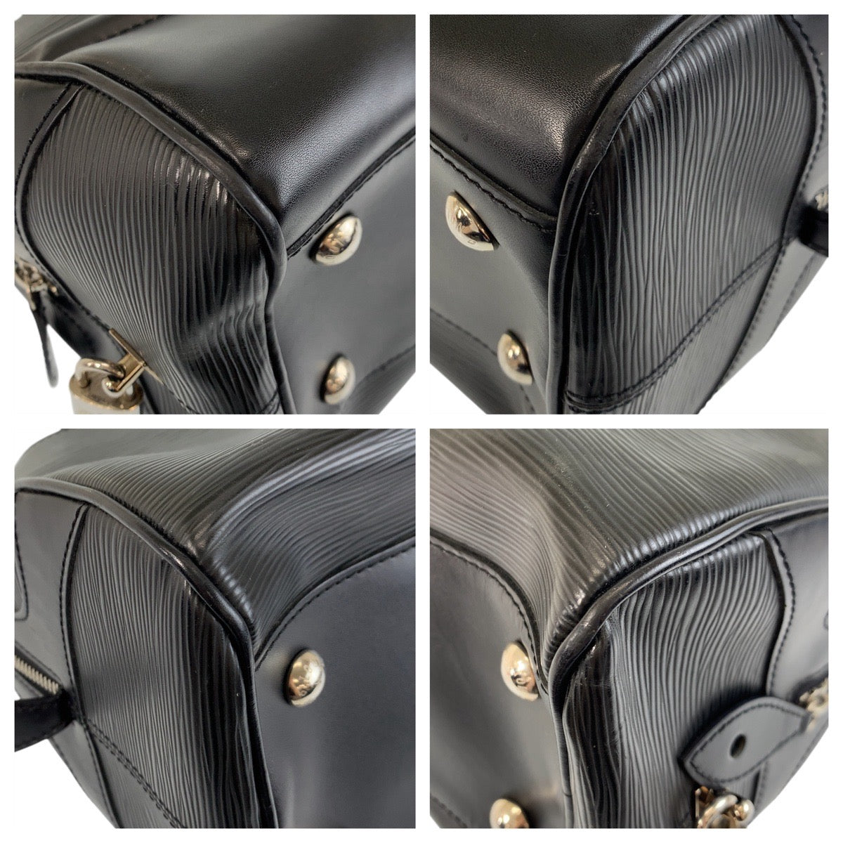 LOUIS VUITTON Handbag leather Black SilverMetal Handbag Shoulder Bag Epi Bowling Montaigne GM Women