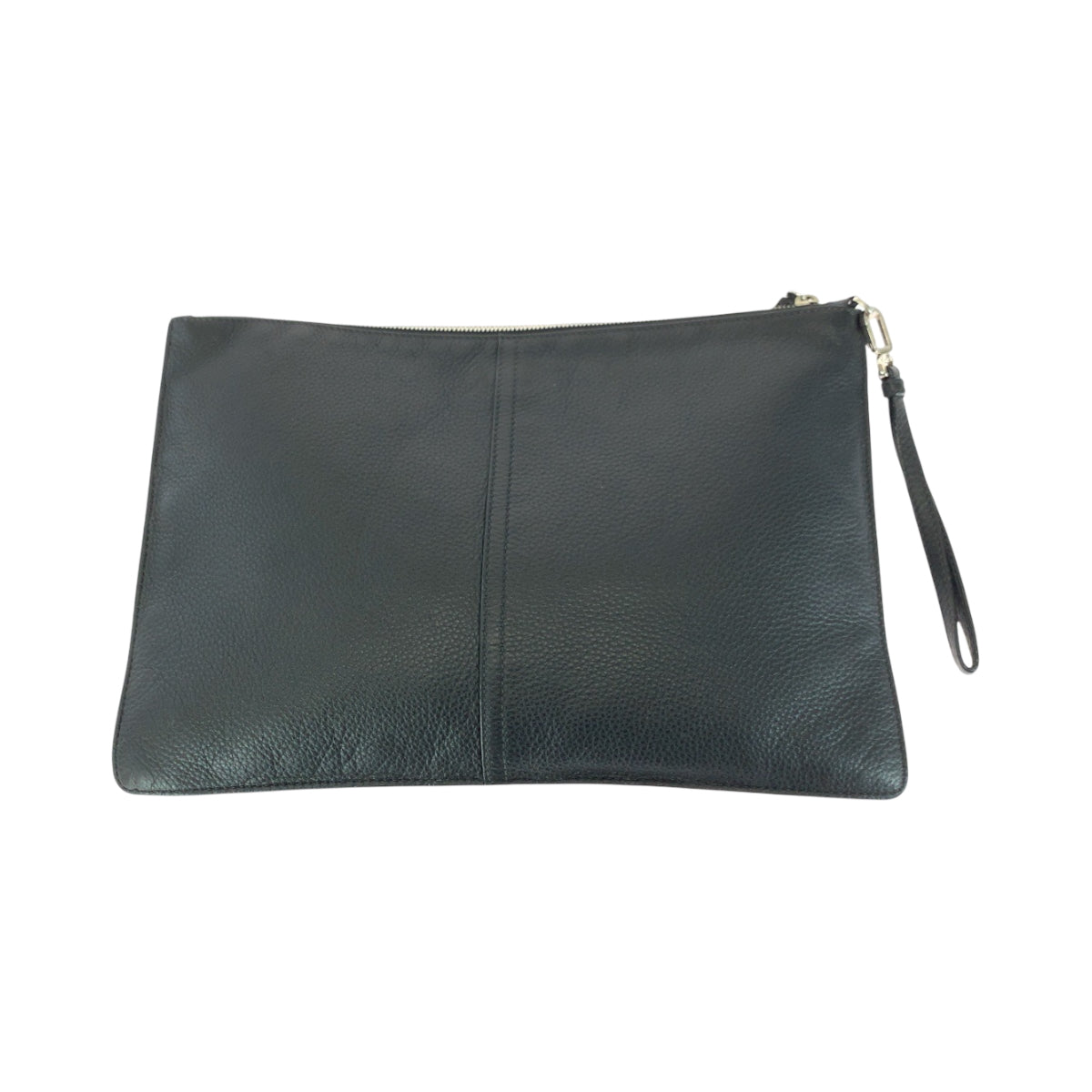 PRADA Clutch bag leather Black SilverMetal Clutch bag business bag Vitello City Triangle With logo mens