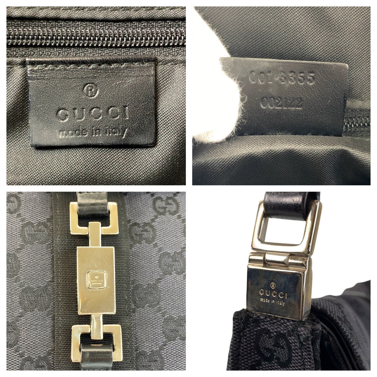 GUCCI Shoulder Bag 001 3355 GG canvas, leather Black SilverMetal Shoulder Bag handbag Jackie Women