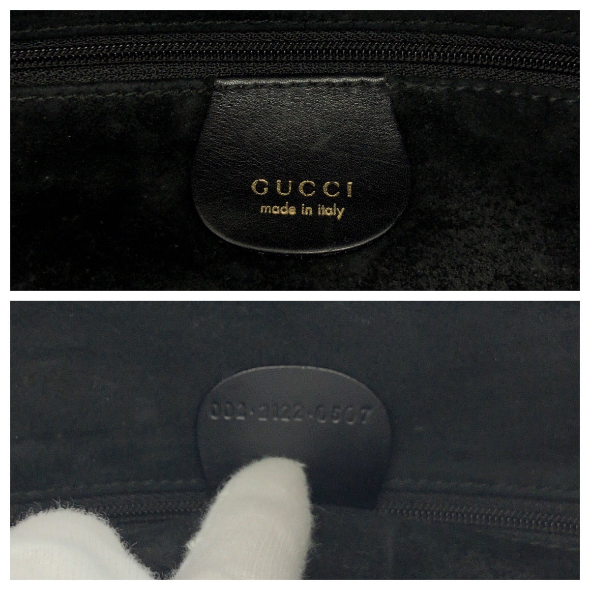 GUCCI Tote Bag 002 2122 0507 leather Black GoldMetal Tote Bag Shoulder Bag Bamboo Women