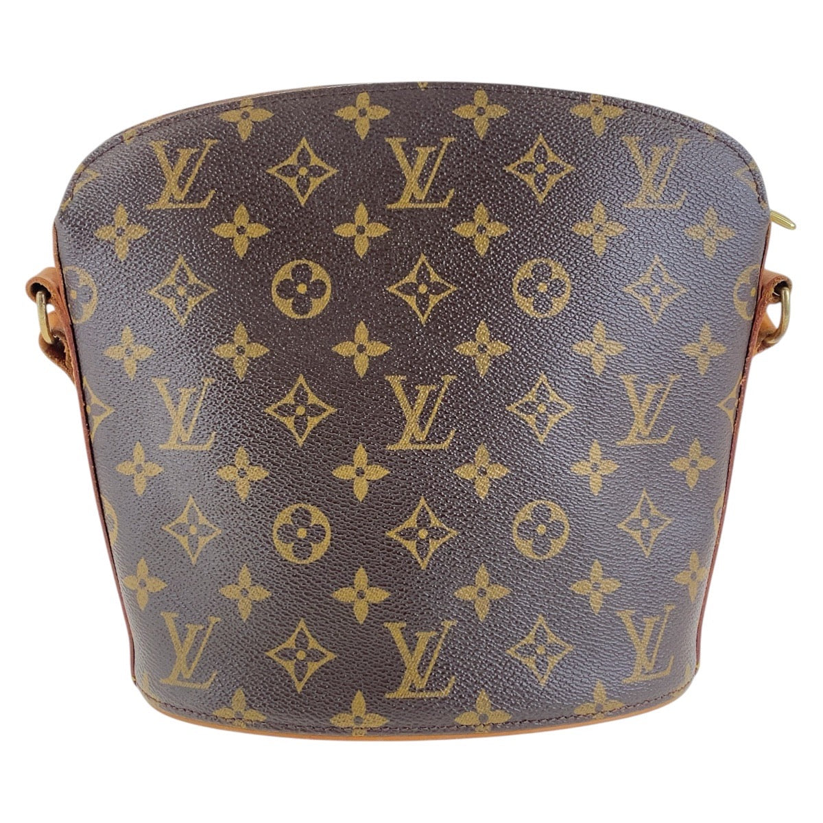 LOUIS VUITTON Shoulder Bag PVC Brown Gold Metal Crossbody Shoulder Bag Monogram Drouot Women