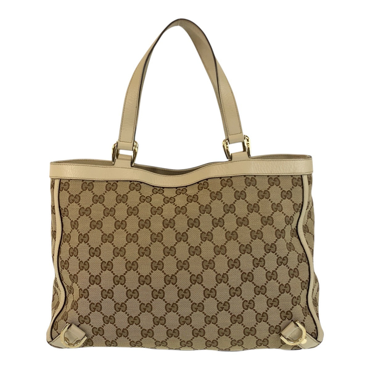 GUCCI Tote Bag 170004 GG canvas, leather Beige Gold Metal Tote Bag Shoulder Bag Women