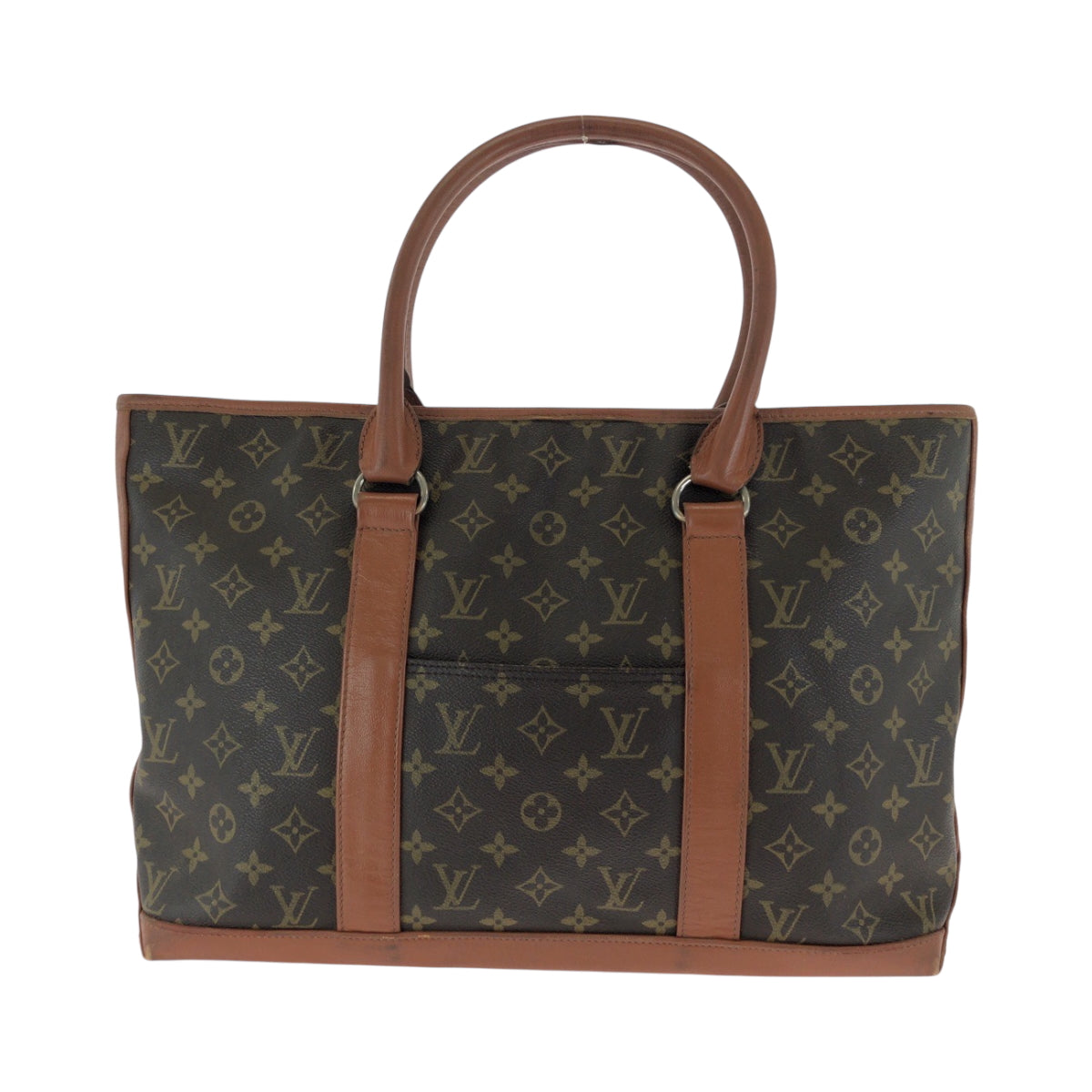 LOUIS VUITTON Tote Bag PVC Brown Gold Metal Tote Bag Shoulder Bag Monogram suck weekend mens