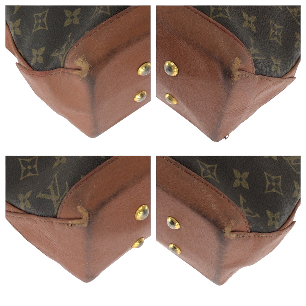 LOUIS VUITTON Tote Bag PVC Brown Gold Metal Tote Bag Shoulder Bag Monogram suck weekend mens