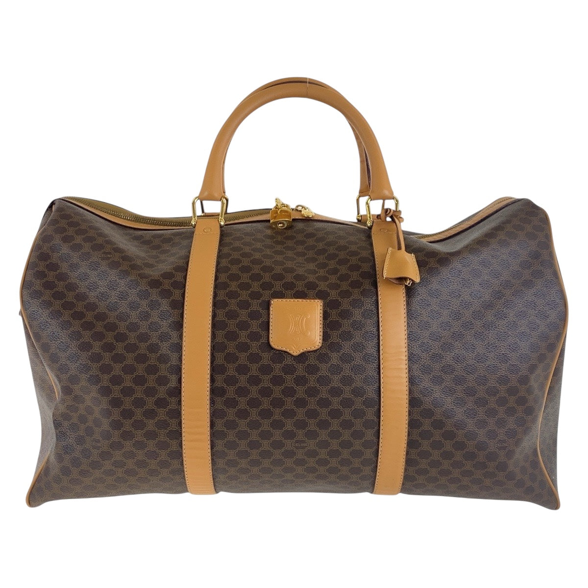 CELINE Boston Duffel bag PVC Brown Gold Metal Macadam Women