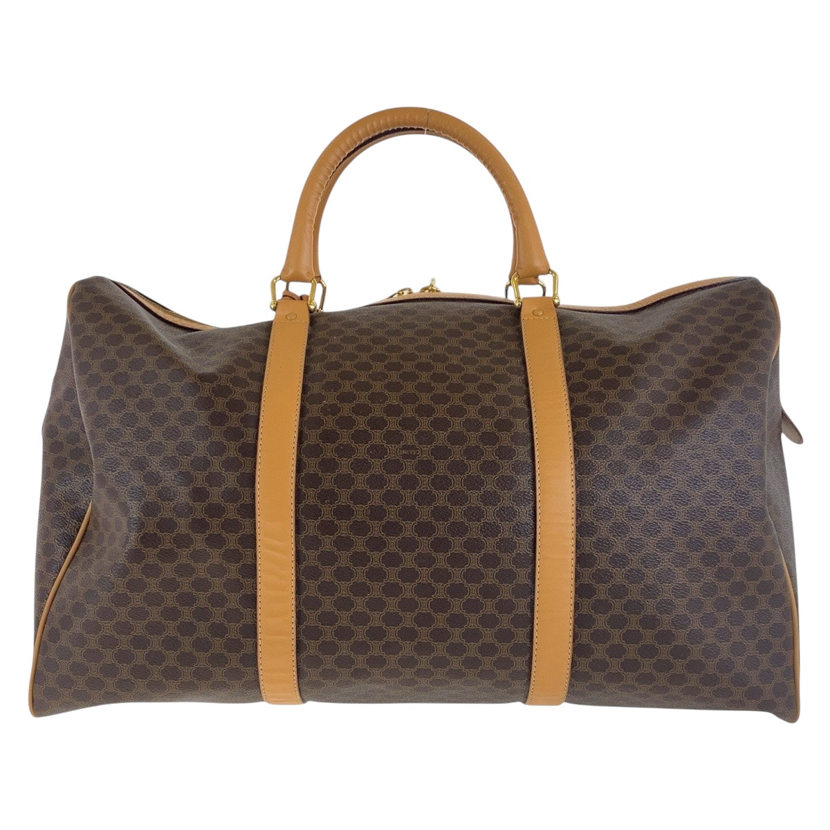 CELINE Boston Duffel bag PVC Brown Gold Metal Macadam Women