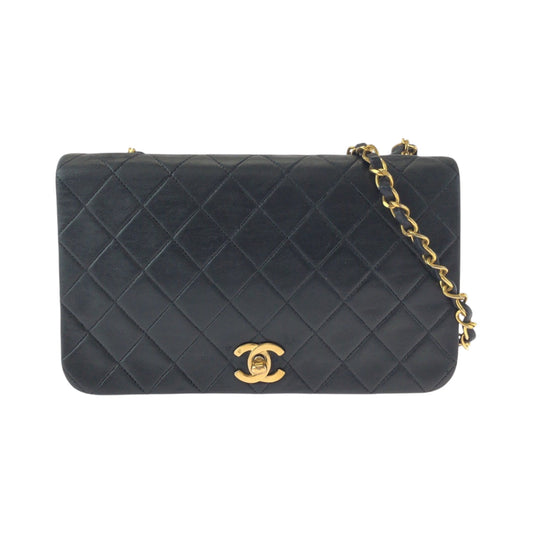 CHANEL Shoulder Bag lambskin Black GoldMetal ChainShoulder Bag Matrasse full flap COCO Mark Turnlock Women