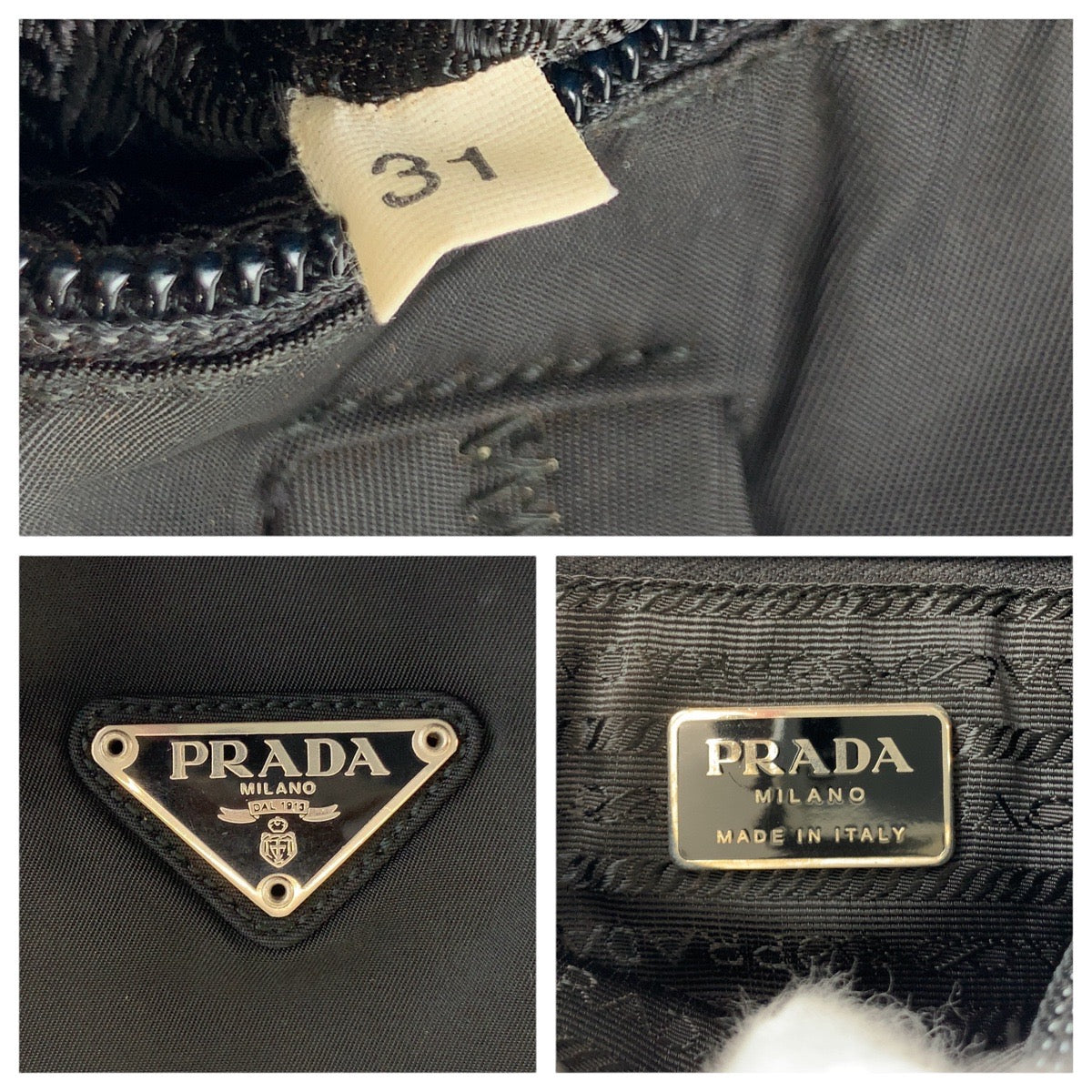 PRADA Tote Bag Nylon Black SilverMetal Tote Bag Shoulder Bag Test Triangle With logo Women - Style 10