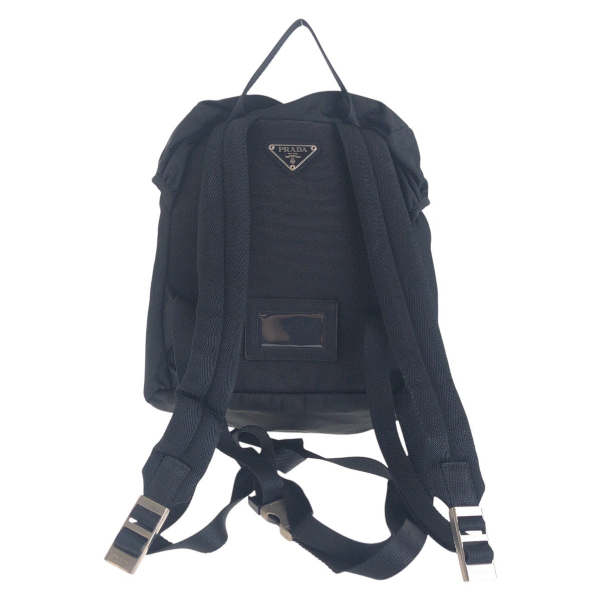 PRADA Backpack Nylon Black SilverMetal Backpack Test Triangle With logo Women - Style 2