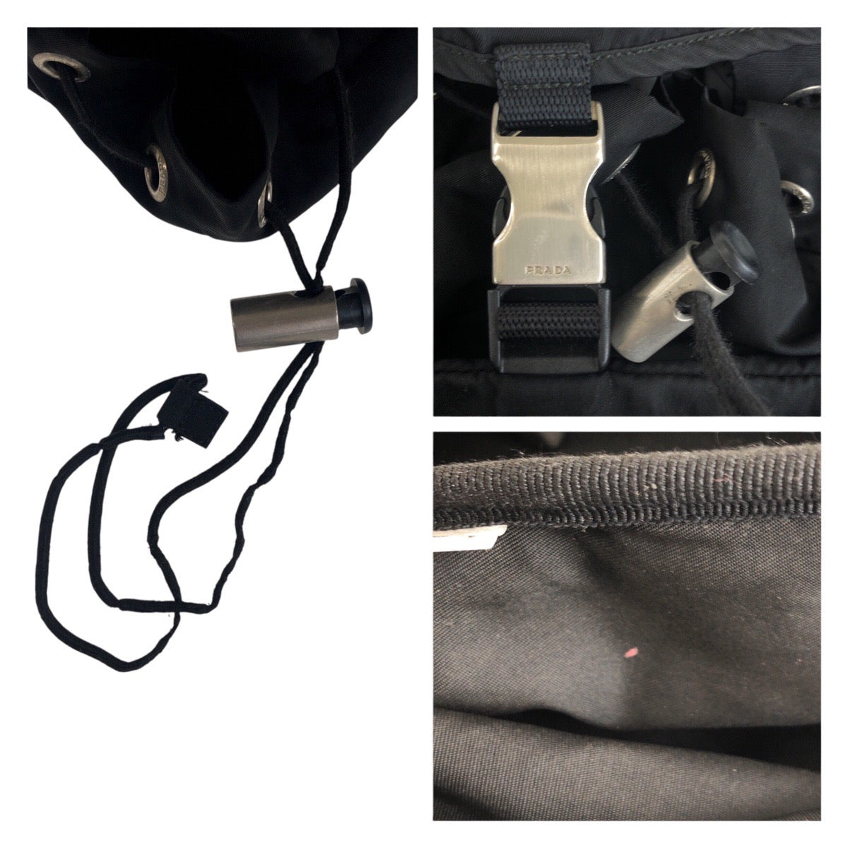 PRADA Backpack Nylon Black SilverMetal Backpack Test Triangle With logo Women - Style 2