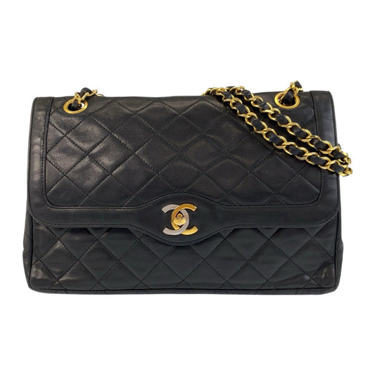 CHANEL Shoulder Bag lambskin Black GoldMetal ChainShoulder Bag Paris limited Matrasse Double flap COCO Mark turn lock Women