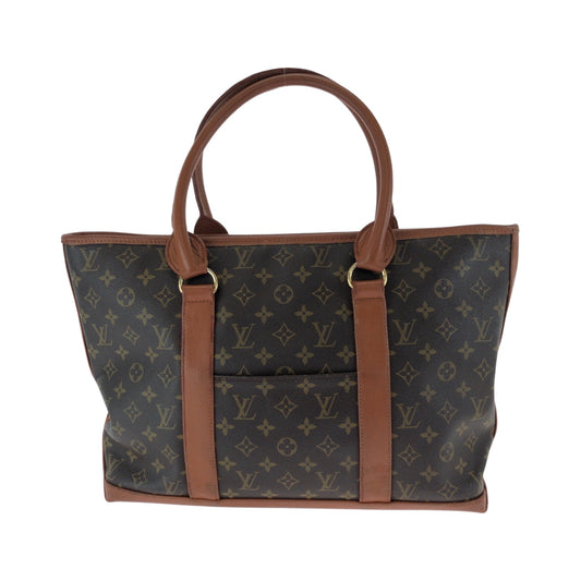 LOUIS VUITTON Tote Bag PVC Brown Gold Metal Tote Bag Shoulder Bag Monogram Weekend PM Women