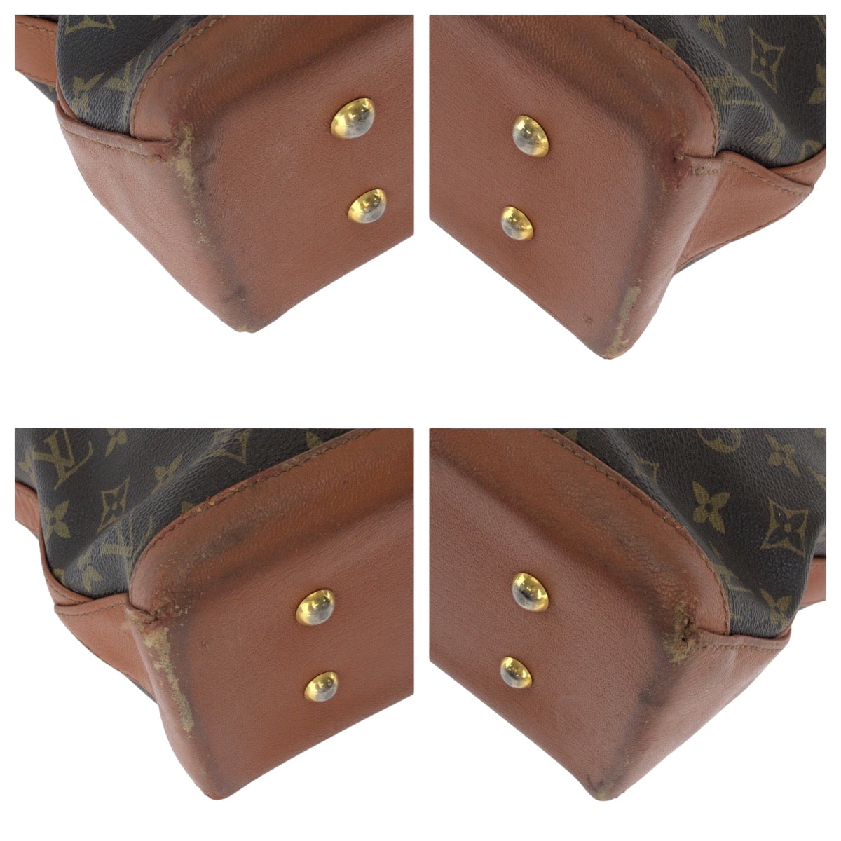 LOUIS VUITTON Tote Bag PVC Brown Gold Metal Tote Bag Shoulder Bag Monogram Weekend PM Women