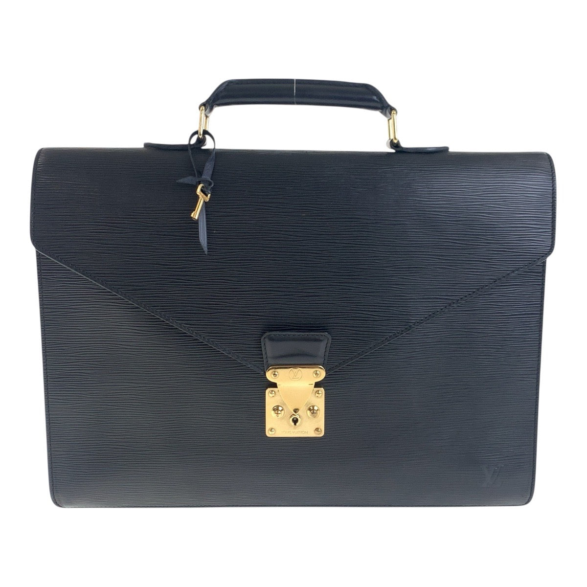 LOUIS VUITTON Business bag Epi Leather Noir Black Gold Metal Business bag briefcase Epi Serving Assistant mens