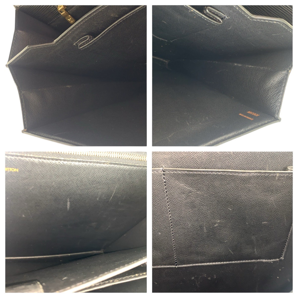 LOUIS VUITTON Business bag Epi Leather Noir Black Gold Metal Business bag briefcase Epi Serving Assistant mens