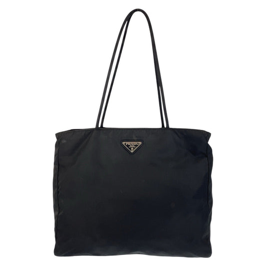 PRADA Tote Bag Nylon Black SilverMetal Tote Bag Shoulder Bag Test Triangle With logo Women